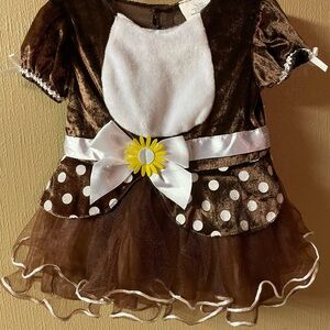 Adorable Brown Polka Dot Dress with White Bow